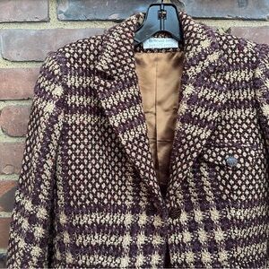 Bernard Zins Saks Fifth Avenue tweed blazer jacket in a brown and purple sz 6